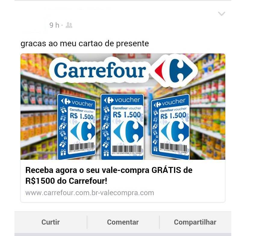 Golpe no Facebook e no WhatsApp oferece cupons do Carrefour