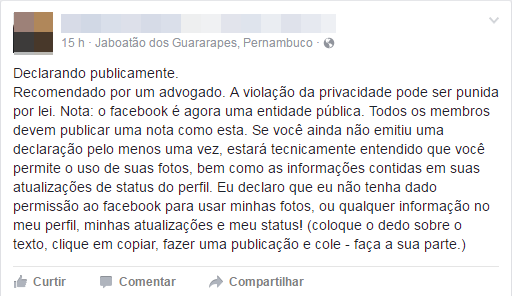 ATENÇÃO: boato diz que Facebook vai tornar dados de usuários públicos.