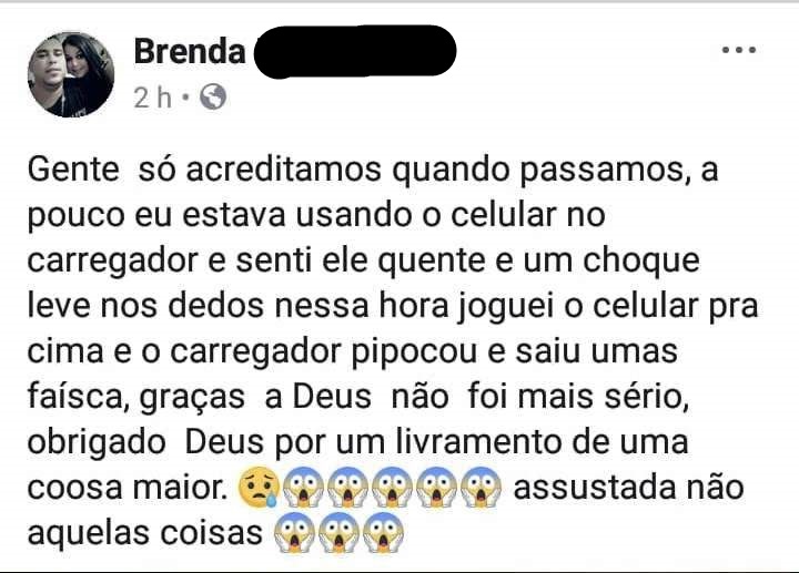 Em Bonito, carregador explode enquanto jovem usava celular.