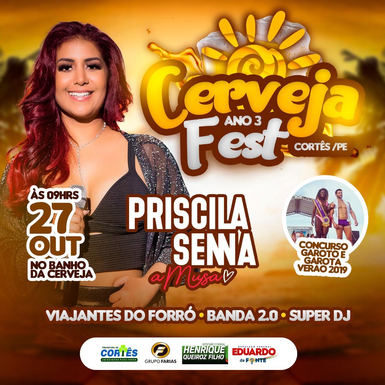 Prefeitura de Cortês divulga programação do “CERVEJA FEST 2019”.