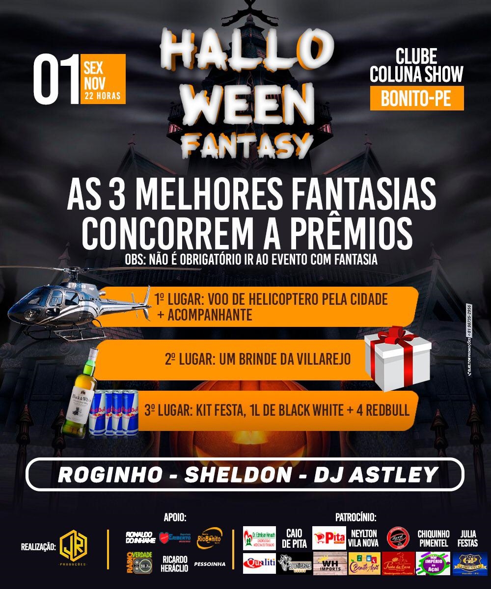 Grande festa “Halloween Fantasy” acontece nesta sexta-feira (01) em Bonito.